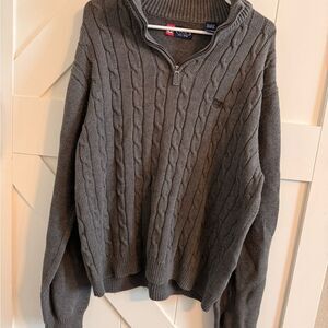 Chaps Men's Twist Mockneck Quarter-Zip Sweater, Dark Grey, XL